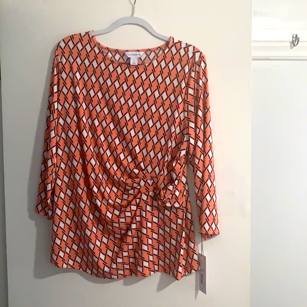 Liz Claiborne Womens Boat Neck 3/4 Sleeve Blouse